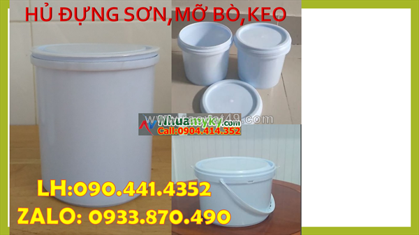 Hủ nhựa 250gr nắp vặn có kèm sẵn seal nhôm, hủ nhựa 500gr đựng sơn có kèm quai