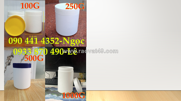 Hủ nhựa 500gr tròn, lọ nhựa 100g chiết mỹ phẩm, hủ 50g đựng kem trộn