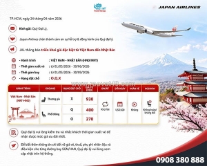 Japan airlines khuyến mãi từ việt nam đi nhật bản