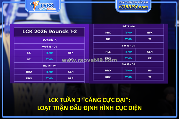 Lck tuần 3 “căng cực đại”: loạt trận đấu định hình cục diện