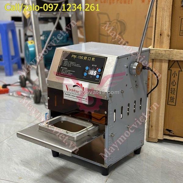 Máy dán miệng hộp vuông bán tự động turbo pm150 giá rẻ