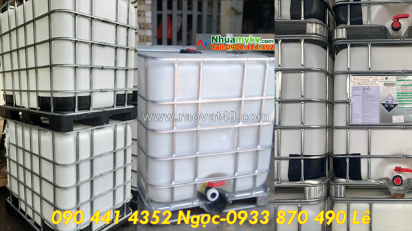 Mua bồn nhựa ibc 1 khối đựng nhớt, tank nhựa vuông 1 khối lớn