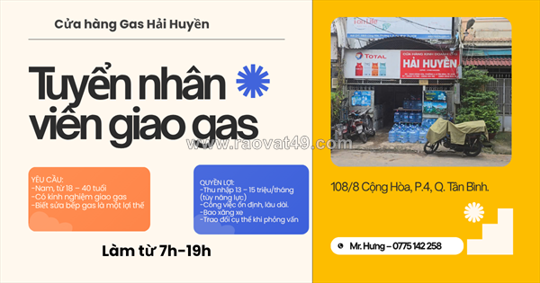 Nhân viên giao gas quận tân bình