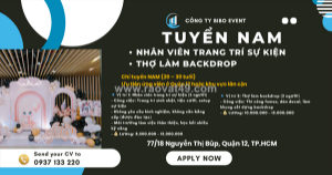 Nhân viên trang trí sự kiện và thợ làm backdrop