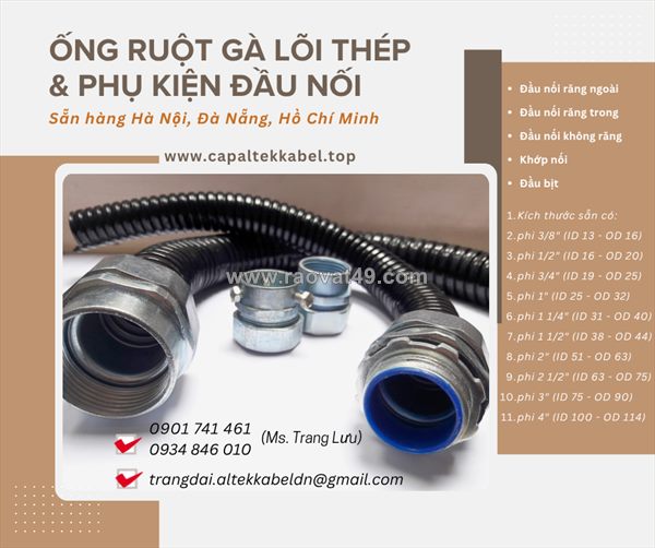 Ống ruột gà lõi thép phi ½, phi ¾, phi 1 sẵn hà nội, đà nẵng, sài gòn