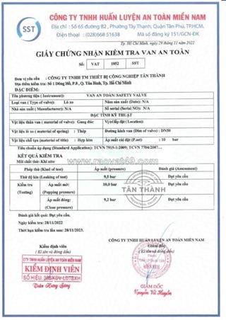 Quy trình kiểm định van an toàn safety valve từ góc nhìn kỹ thuật & vận hành thực tế – bài viết chuyên sâu từ tân thành