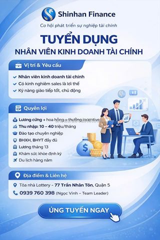 Shinhan finance tuyển dụng – nhân viên kinh doanh