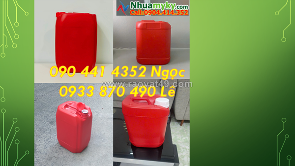 Sx can nhựa 20 lít đựng hóa chất sinh khí, can nhựa 25 lít trắng, can 30 lít xanh vuông