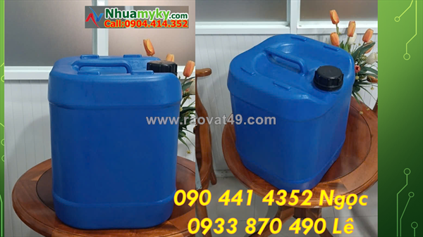 Sx can nhựa 20 lít đựng hóa chất sinh khí, can nhựa 25 lít trắng, can 30 lít xanh vuông