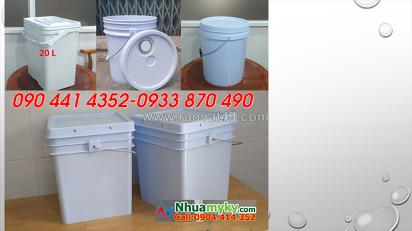 Sx xô nhựa  lít nắp rót đựng dầu nhớt, thùng sơn nhựa 12 lít, vỏ thùng đựng sơn 10 lít màu đen