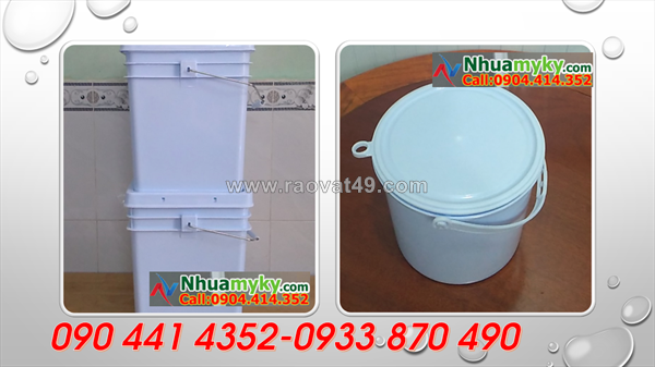 Sx xô nhựa  lít nắp rót đựng dầu nhớt, thùng sơn nhựa 12 lít, vỏ thùng đựng sơn 10 lít màu đen