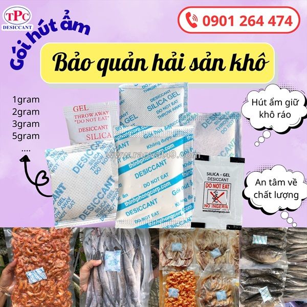 Tại sao nên dùng gói hút ẩm silicagel thịnh phong để bảo quản cá khô?