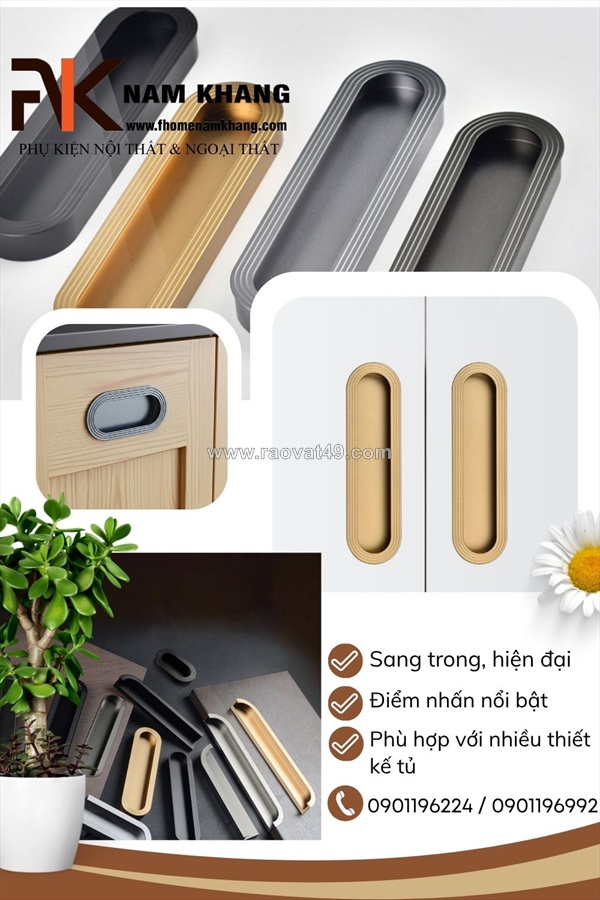 Tay nắm âm tủ nk061 - nâng tầm nội thất hiện đại