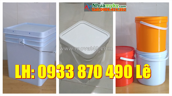 Thùng đựng sơn  lít nắp rót tròn, vỏ thùng sơn vuông 20 lít trắng, thùng đựng sơn 20 lít nắp khóa xé
