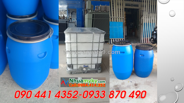 Thùng phuy 4 đai làm bè cá, thùng phuy nhựa 100 lít đựng gia vị làm bánh kẹo