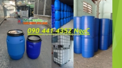 Thùng phuy nhựa 120 lít đai sắt, thùng phuy nhựa 220 lít nắp kín làm phao nổi