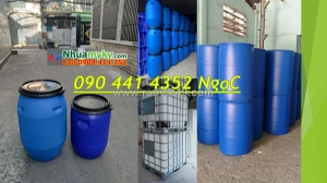 Thùng phuy nhựa 120 lít đai sắt, thùng phuy nhựa 220 lít nắp kín làm phao nổi