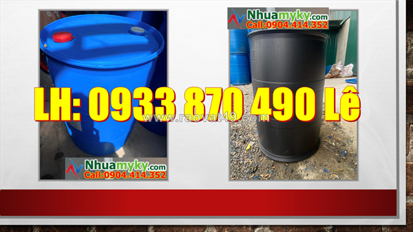 Thùng phuy nhựa 2 đai chống trượt, thùng phuy nhựa 220 lít nuôi hải sản, thùng phuy nhựa 4 đai làm nhà nổi