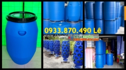 Thùng phuy nhựa cũ 220 lít đựng thực phẩm, thùng phuy nhựa qua sử dụng đựng hóa chất