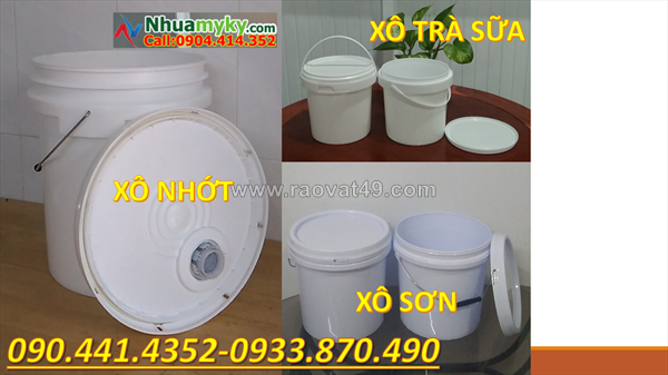 Thùng sơn 10 lít vàng, xô nhựa 12 lít đựng sơn nội thất, thùng sơn 16 lít trắng