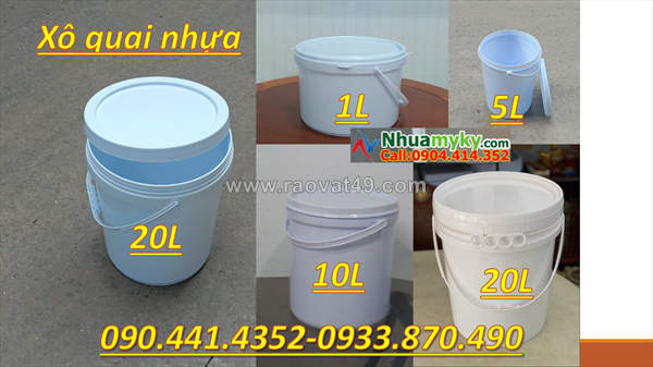 Thùng sơn 10 lít vàng, xô nhựa 12 lít đựng sơn nội thất, thùng sơn 16 lít trắng