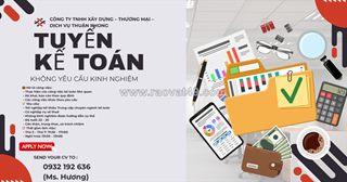 Tuyển dụng: kế toán không yêu cầu kinh nghiệm