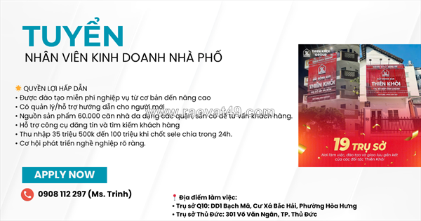 Tuyển dụng nhân sự kinh doanh nhà phố tp.hcm