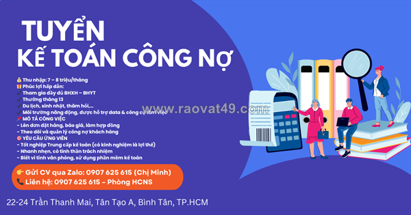 Tuyển kế toán công nợ bình tân