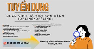 Tuyển nhân viên hỗ trợ đơn hàng quận 2