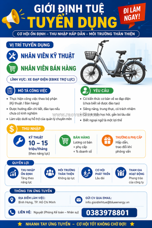 Tuyển nv kỹ thuật, nv bán hàng bình chánh
