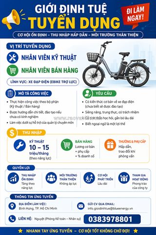 Tuyển nv kỹ thuật, nv bán hàng bình chánh