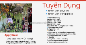 Tuyển nv phục vụ, trông xe (vòng xoay an sương)