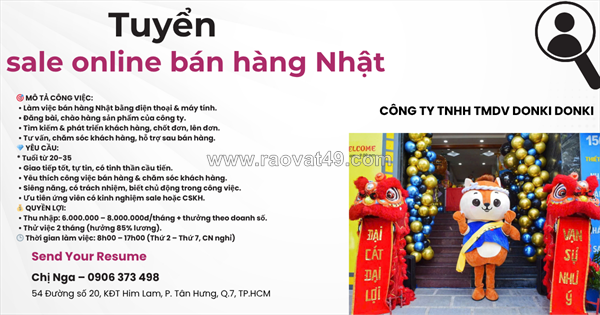 Tuyển nv sale online quận 7