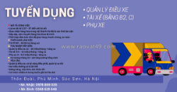 Tuyển quản lý điều xe, tài xế (bằng b2, c), phụ xe