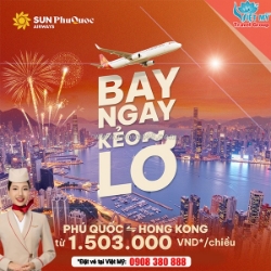 Vé phú quốc đi hong kong chỉ từ 1.503.000 vnd cùng sun phuquoc airways