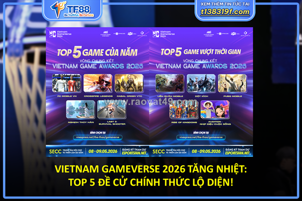 Vietnam gameverse 2026 tăng nhiệt: top 5 đề cử chính thức lộ diện!