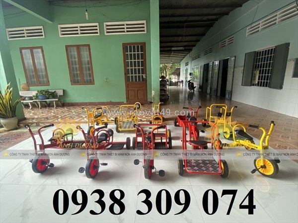 Xe đạp đôi 3 bánh mầm non, xe đạp xích lô trẻ em 3 bánh