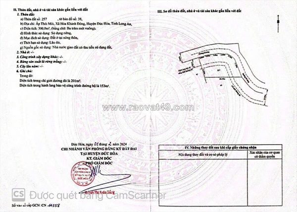 Bán 3 lô đất xã hòa khánh đông, huyện đức hòa, tỉnh long an