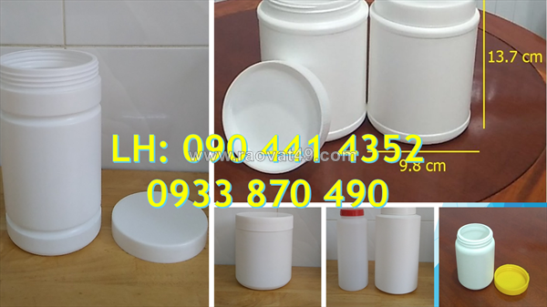 Bán hủ nhựa 2 ký quai đựng hóa chất, hủ nhựa 500g tròn màu trắng, hủ nhựa 250gr đựng phấn