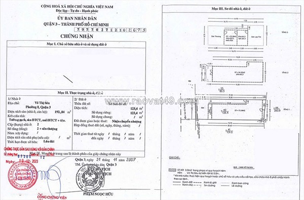 Bán nhà võ thị sáu q3, 6x21m, trệt 2 lầu sân thượng đẹp, hẻm rộng 4.5m, xe hơi vào tận nơi