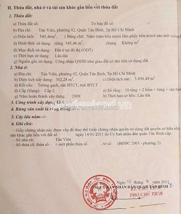 Bán tòa nhà siêu vị trí mặt tiền tản viên, tân bình, 545m2 đất, ngang 26m, 2 hầm + 11 tầng
