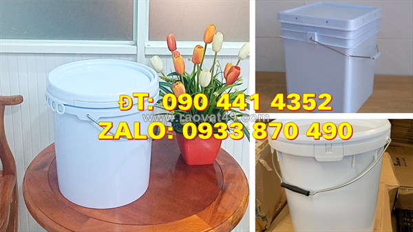 Bán vỏ thùng sơn vuông 16 lít,  lít, 19 lít, 20 lít, 22 lít, quai nhựa chịu lực, nhựa pp chính phẩm dày