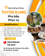 [bao cơm] phụ bếp, phục vụ ở thảo điền