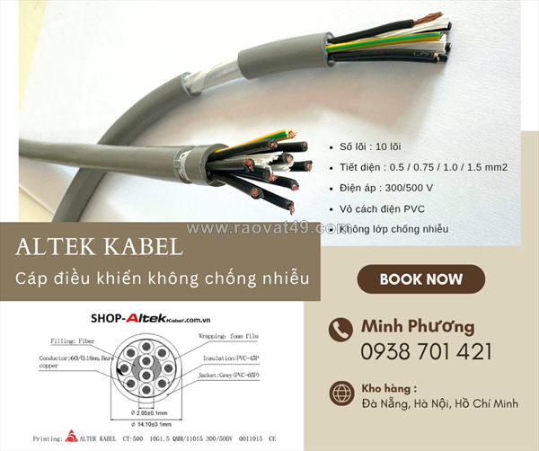 Báo giá cáp điều khiển không chống nhiễu 10x1.5mm2 mới nhất đà nẵng, huế