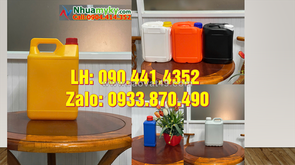 Bình nhựa 5 lít vuông, can 2 lít dày, can nhựa 1 lít vuông trong