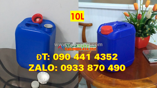 Can đựng hóa chất 25 lít màu đỏ, can nhựa 20 lít màu xanh lá đựng hóa chất