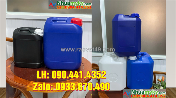 Can nhựa vuông 10 lít, thùng nhựa 20 lít trắng, can 25 lít đựng kiềm