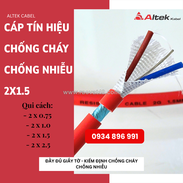 Cáp 2x1.0mm² chống cháy chống nhiễu altek kabel – sẵn kho bắc ninh, bắc giang, hưng yên