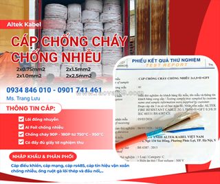 Cáp chống cháy chống nhiễu altek kabel 2x0.75/ 2x1.0/ 2x1.5/2x2.5