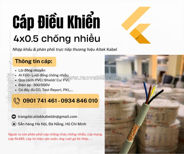 Cáp điều khiển 4x0.5 có lưới chống nhiễu altel kabel tại hà nội, sơn la, hưng yên